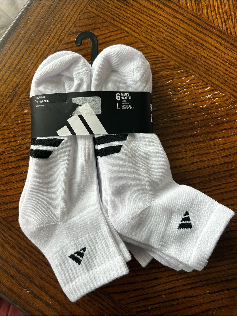 Adidas Men's cushioned Quarter Socks - 6 Pack size L